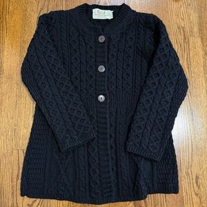 Classic Black Cable Knit Cardigan Sweater - Unbranded